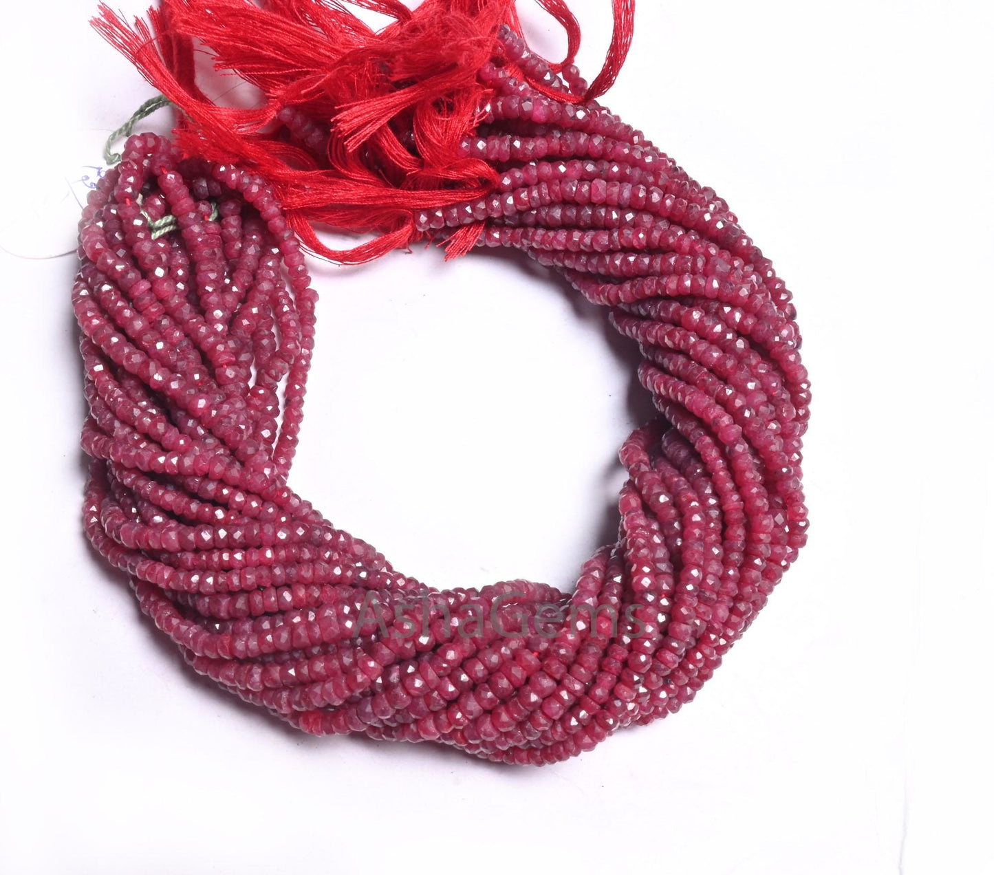 Red Ruby Corundum Faceted Beads,12.5" Ruby Indian Cut Rondelle gemstone beads, Ruby Corrundum Indian Cut beads For Necklace Jewelry Crafts