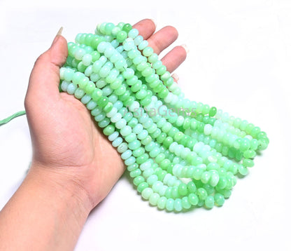Beautiful Shaded Green Parrot Opal Smooth Rondelle Gemstone Beads, AAA Mint Green Opal Plain handmade Beads, Opal Beads Jewelry Making Craft