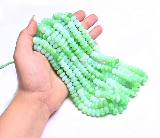 Beautiful Shaded Green Parrot Opal Smooth Rondelle Gemstone Beads, AAA Mint Green Opal Plain handmade Beads, Opal Beads Jewelry Making Craft