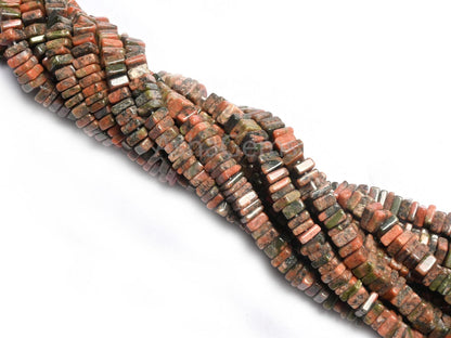Beautiful Unakite Heishi Square Shape Gemstone Beads,55-6 mm, Natural Unakite Smooth Handmade Flat Square Unakite Beads Jewelry Making Craft