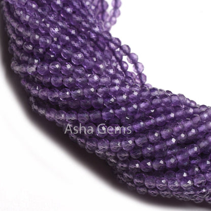 3.2 mm Purple Amethyst Micro Cut Gemstone Beads, AAA Amethyst beads, Natural African Amethyst Machine Cut Rondelle Beads Jewelry Craft SALE