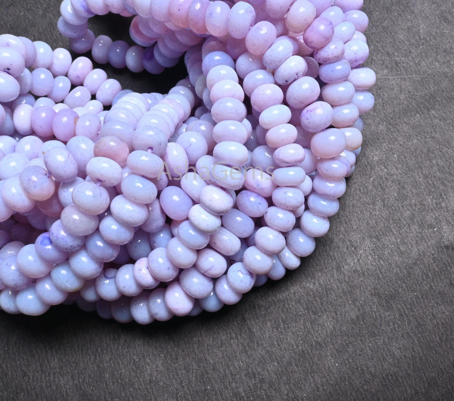 AAA Light Lavender Blue Opal Smooth Rondelle Beads,16" Light Purple Opal Plain Handmade Gemstone Loose Bead Blue Opal Beads Jewelry Necklace