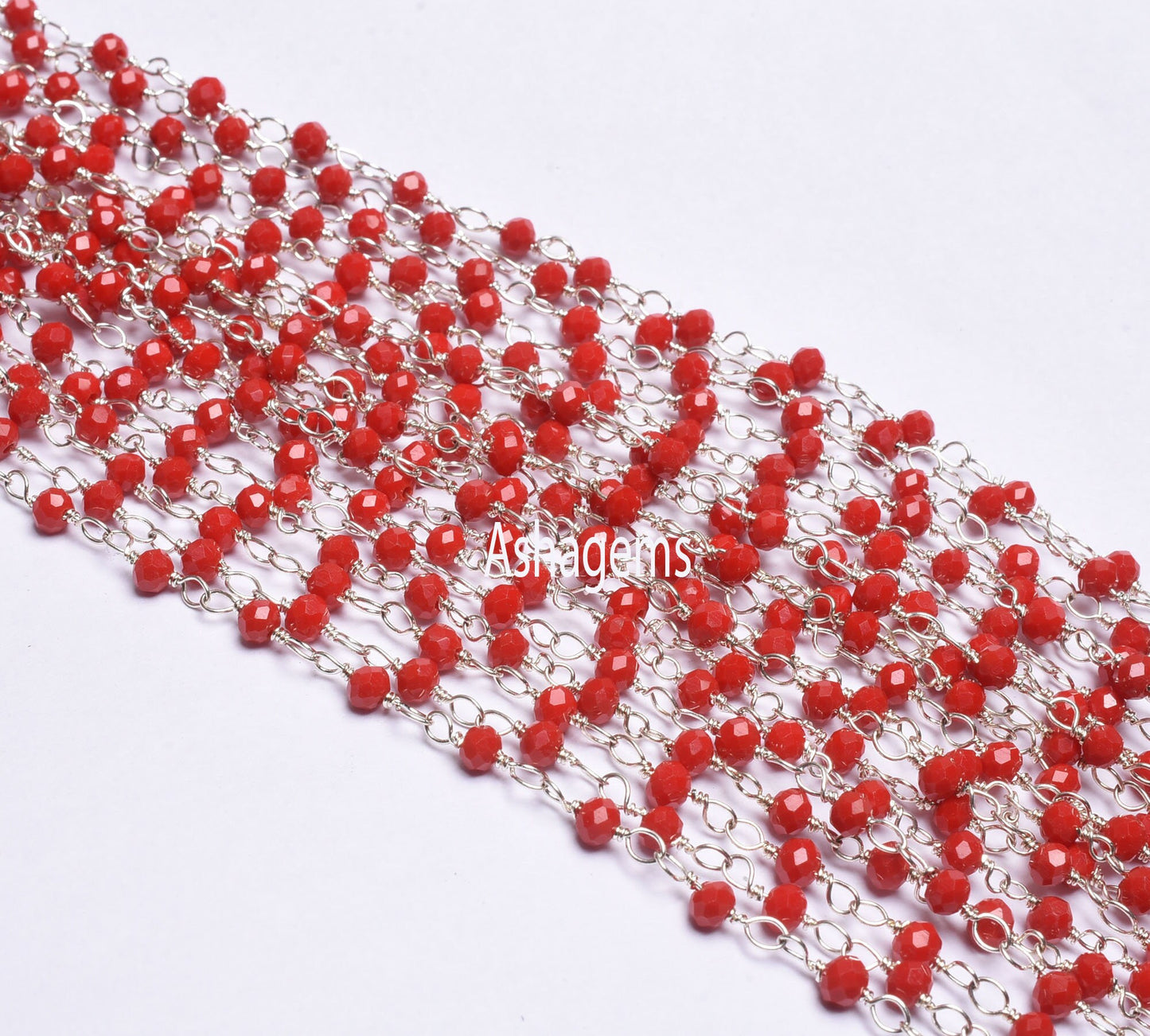 AAA Quality Red Onyx Hydro Micro Cut Rondelle Beads Rosary Chain 3mm Silver Plated Wire Wrap Chains By Feet For Jewelry Making Necklace SALE