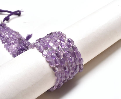 Natural Amethyst Smooth Handmade Oval Shape Gemstone Beads,13" Purple Blue Amethyst Uneven Oval Nugget Beads, African Amethyst Bead Jewelry