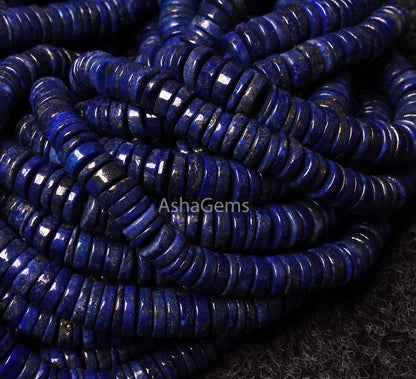 Beautiful  Blue Lapis Lazuli Smooth Heishi Tyre Shape Gemstone Beads,Lapis Flat Gemstone Beads Lapis Loose Beads For Jewelry Making Crafts