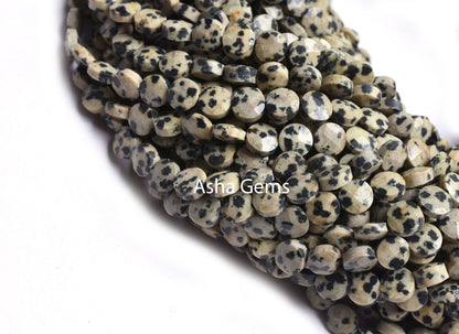 Natural Dalmatian Jasper Coin Shape Faceted Beads,6 mm Dalmatian Jasper Coin Beads,Jasper Faceted Briolette Beads Fine Quality,Jewelry Craft