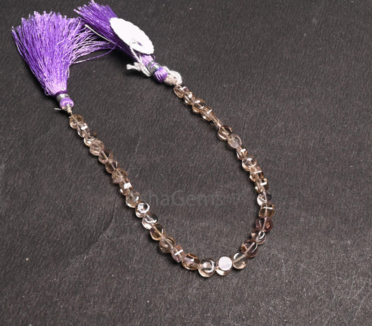 Beautiful Purple Ametrine Smooth Coin Uneven Shape Handmade Beads,5.5-6.5 mm Natural Ametrine Coin Gemstone loose Beads Jewelry Making Craft