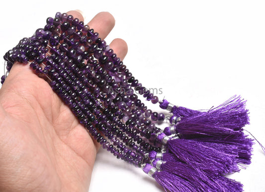 Beautiful Amethyst Smooth Rondelle Shape Beads, Natural Purple Amethyst Plain Handmade Gemstone Loose Beads Amethyst Bead Jewelry Craft SALE
