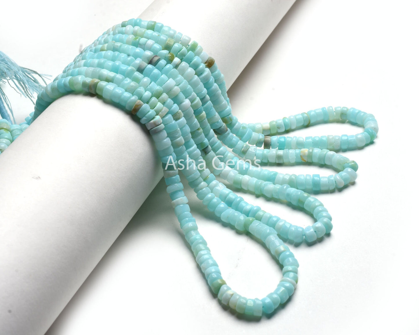 6 mm Sky Blue Opal Smooth Round Tyre Shape Beads, Peru Opal Plain Handmade Flat Tyre Gemstone Beads, Blue Peru Opal Beads Jewelry Craft SALE