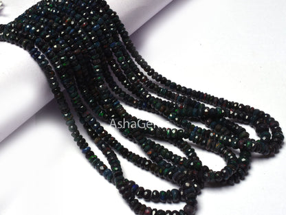 AAA Multi Blue Ethiopian Opal Faceted Rondelle shape Beads, Natural Flashy Welo Fire Ethiopian Opal Gemstone Bead Opal Indian Cut Beads SALE