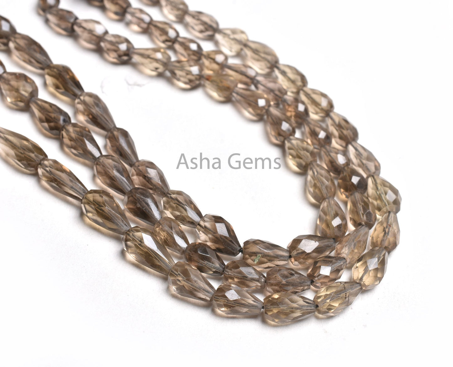 AAA Smoky Quartz Drops Straight Drill Gemstone Beads,5.5-10.5mm Fine Natural Smoky Faceted Indian Cut Teardrop Gemstone Briolette Beads SALE