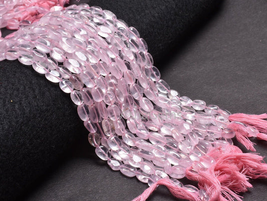 Natural Rose Quartz Smooth Oval Gemstone Beads,12" Strand Pink rose Quartz Plain Handmade Uneven Oval Shape Loose Beads Jewelry Crafts SALE