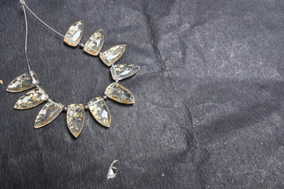Natural Crystal Quartz Doublet Fancy Arrow Shape faceted Beads,8-16mm Crystal Gold Foil Doublet Side Drill Briolette Bead Jewelry Craft SALE (18705)