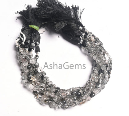 Natural Black rutilated Quartz Smooth Coin Shape Gemstone Loose Beads, Fine Quality Rutile Coin Handmade Bead Jewelry making Handicraft SALE