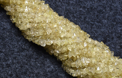 Natural Lemon Quartz Uncut Chip Beads,34" Strand Lemon Raw Rough Polish Tiny Uneven Beads Chip, Lemon Quartz Beads Jewelry Making Craft sale