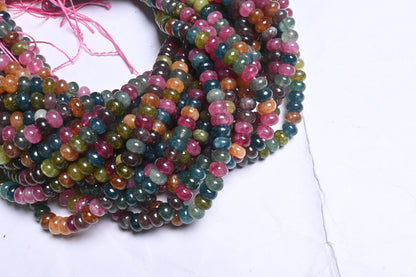 8 mm Beautiful Tourmaline Color jade Quartz Smooth Rondelle Beads,15" Fine Multi Color Shaded Tourmaline Quartz Gemstone Beads Jewelry Craft (AG 12318)