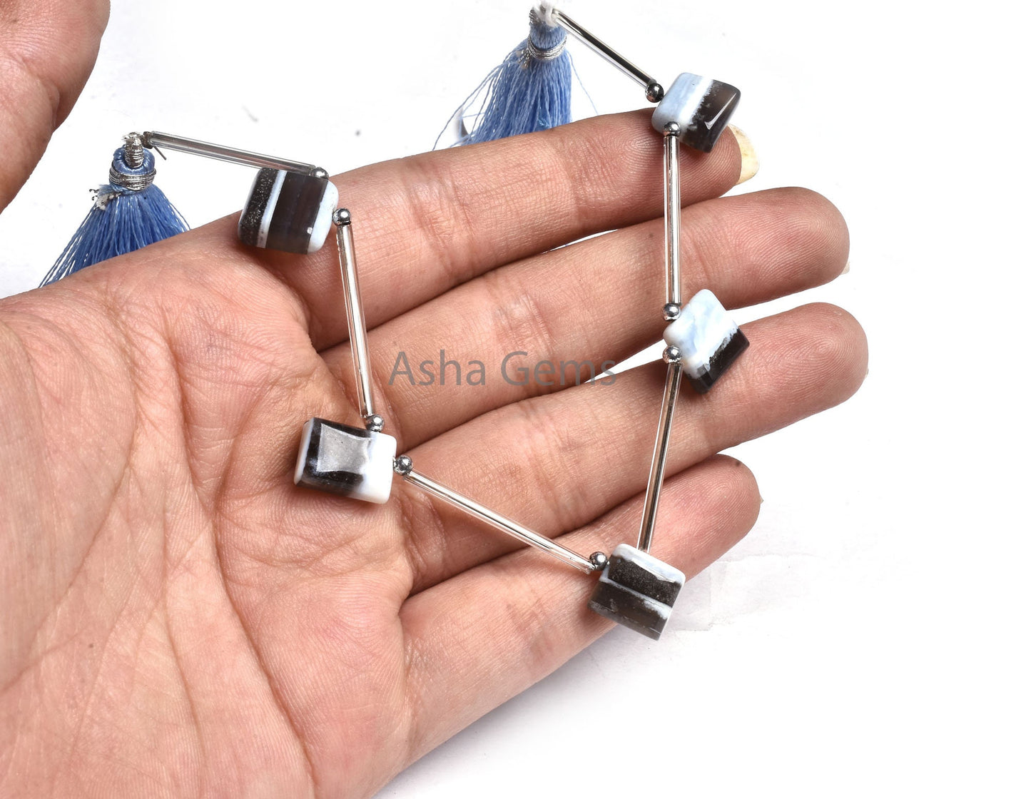 Beautiful Boulder Opal Fancy Square Handmade Beads, Blue Boulder Opal Uneven Square Side Drill Gemstone Blue Opal Beads Jewelry Making Craft