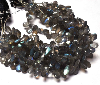 AAA Quality Blue Fire Labradorite Faceted pears Shape Beads,7.5"Strand labradorite Beads, Natural Black Rainbow Teardrop Beads Jewelry Craft