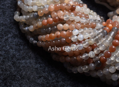 Natural Moonstone Smooth Round Shape Gemstone Beads,13"Strand Multi Moonstone Round Ball Beads,5,5.5mm AAA Moonstone Bead Jewelry Craft Sale