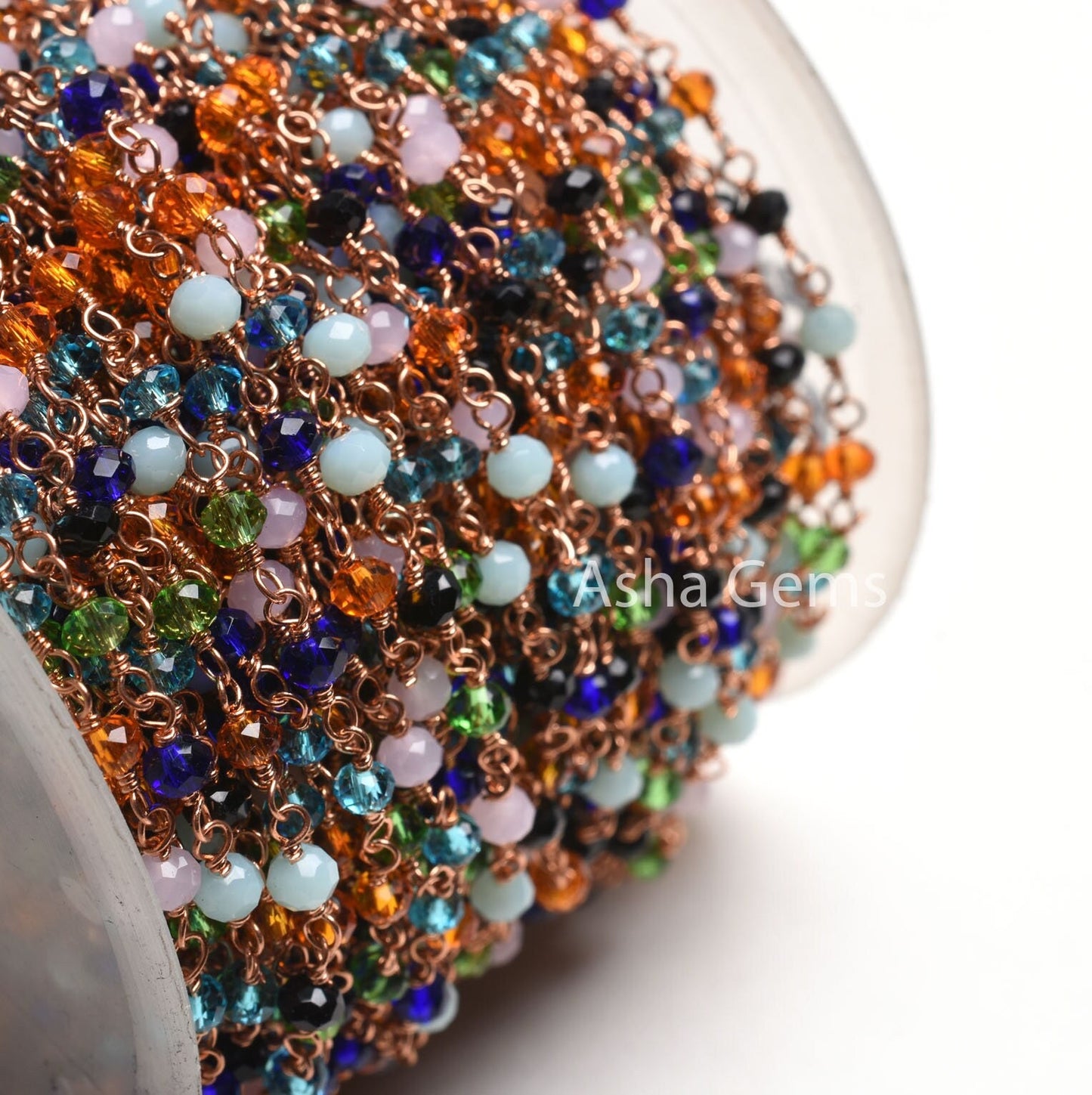 1-50 foot Multi Disco Hydro Faceted Rondelle Beads Rosary Chain,3mm Rose Gold Plated Wire Wrap Jewelry Necklace Making Chain Rosary Handmade