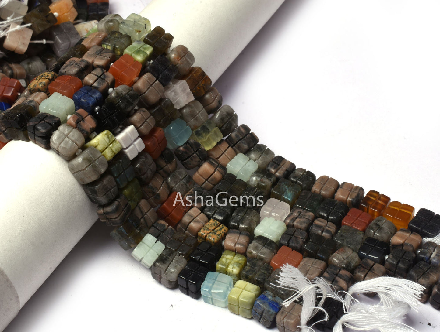 Multi Color Gemstone Carving box Shape beads,9" Strand Mix Color Stone carved 3D Cube beads Disco Beads, Multi Disco carve Bead Jewelry SALE