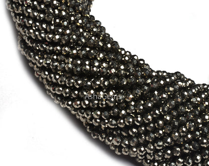 Beautiful Natural Pyrite Micro Cut Rondelle Faceted Gemstone Beads 3 mm AAA Quality Copper Pyrite machine Cut Rondelle Beads Crafts Jewelry