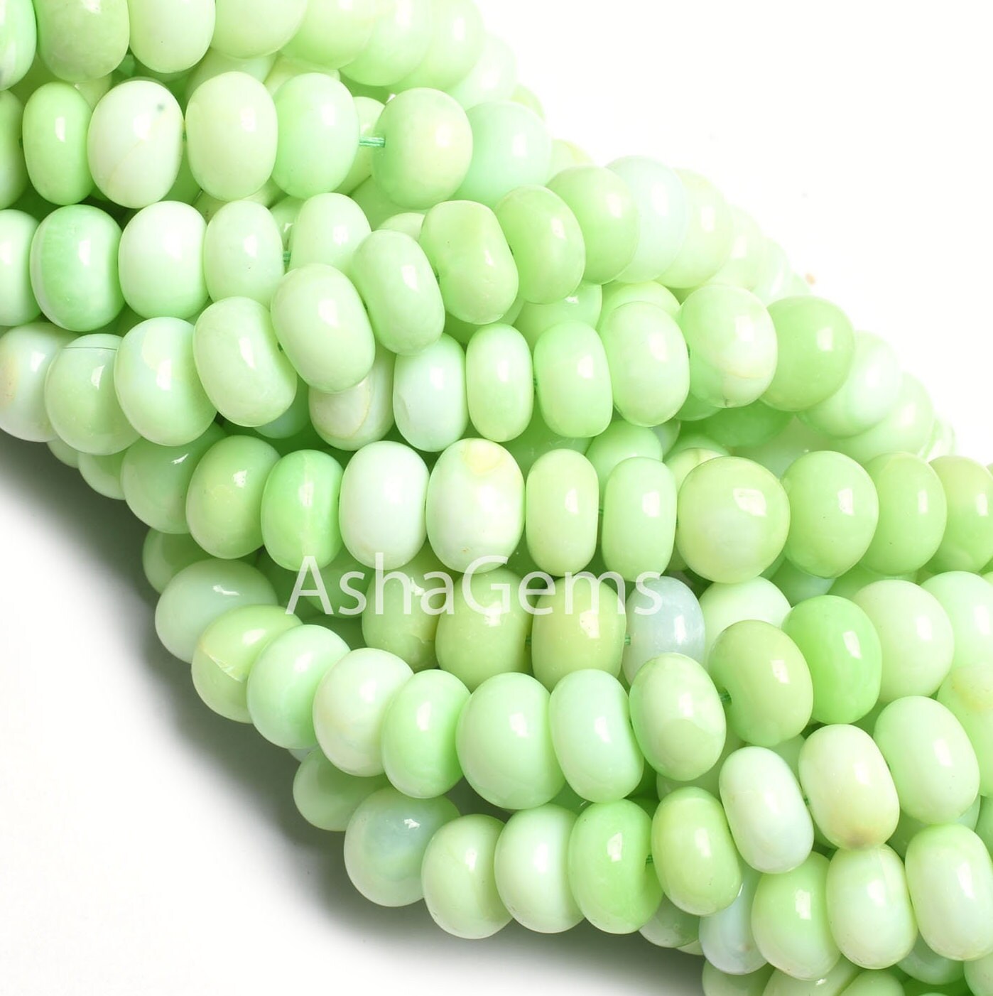 Beautiful Green Parrot Opal Smooth Rondelle gemstone Beads,16"Strand,8,10 mm Shaded Green Opal Plain handmade Beads Opal Bead Jewelry Crafts