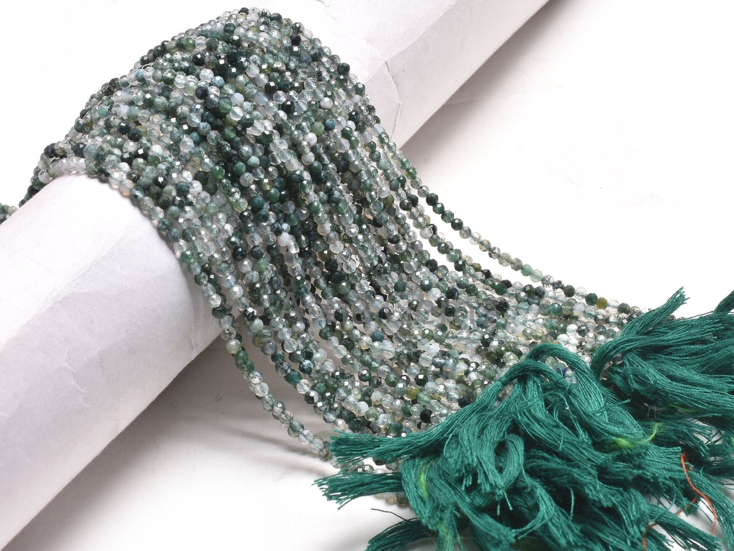 Rare Moss Green Agate Micro Cut Faceted Rondelle Gemstone Beads,2.8 mm Natural Moss agate Beads, Agate Machine Cut Bead Jewelry Crafts SALE