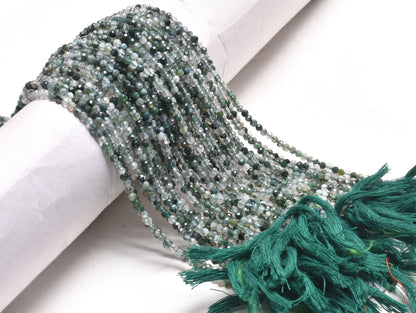 Rare Moss Green Agate Micro Cut Faceted Rondelle Gemstone Beads,2.8 mm Natural Moss agate Beads, Agate Machine Cut Bead Jewelry Crafts SALE