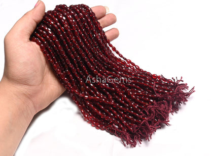 13" Strand Fine Red Garnet Color Hydro Smooth Oval Shape Handmade Beads,5.5-7 mm Maroon Red Hydro Plain Oval Beads Jewelry Making Craft SALE