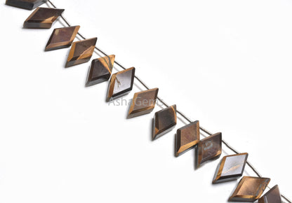 Natural Tiger Eye Fancy Rhombus Shape Faceted Beads,9-18 mm Fine Tiger Eye Side Drill Rhombus Gemstone Loose Beads Jewelry making Craft SALE