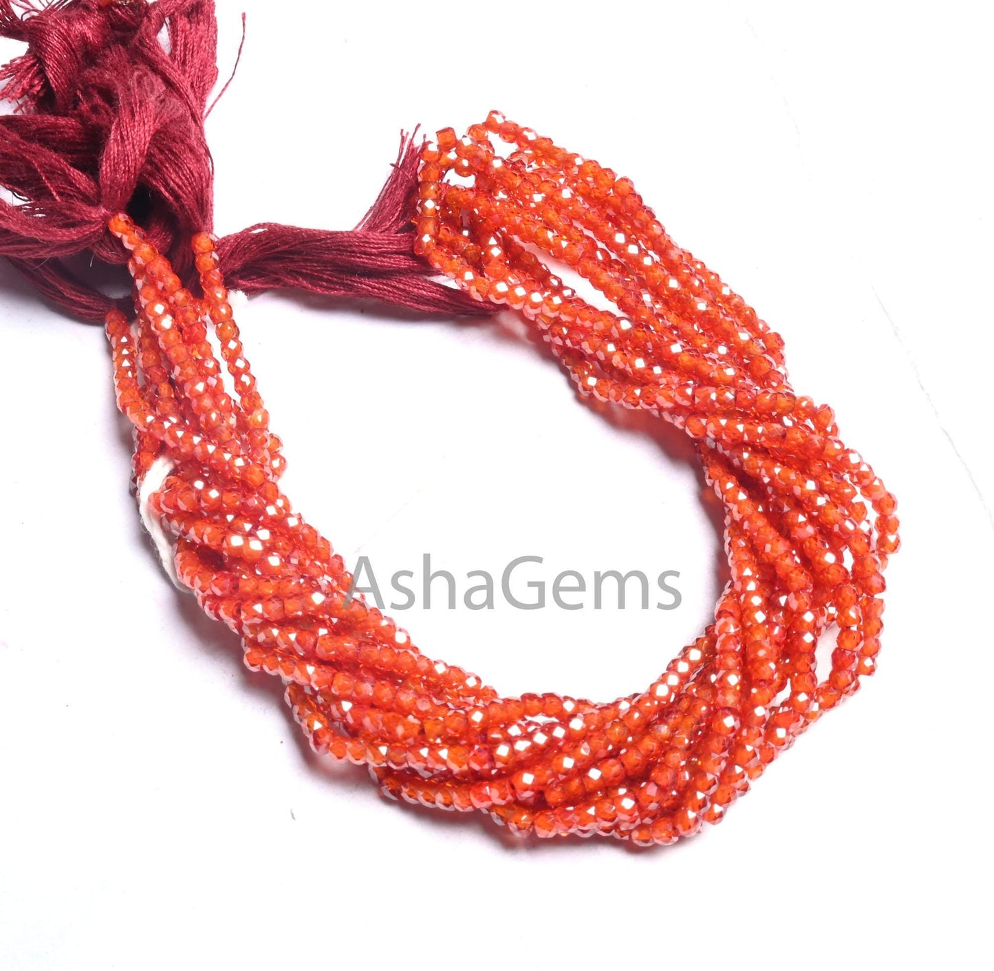 13.5" Strand AAA Quality Orange Zircon Micro Cut Tiny faceted beads,2.5 mm Dark Orange Cubic Zircon Machine Cut Rondelle Beads Jewelry Craft