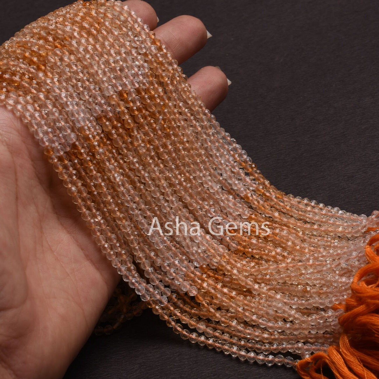 AAA Natural Citrine Quartz Micro Cut Gemstone Beads,3.5mm Shaded Yellow Citrine Machine Cut Faceted Rondelle Beads Citrine Bead Jewelry SALE