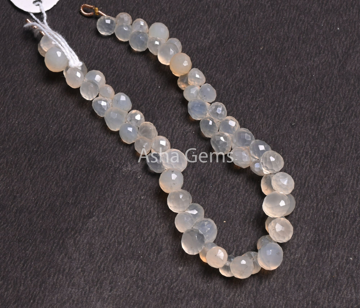 6-8 mm AAA Silver Coated White Chalcedony Onion Shape Beads,9" Strand Chalcedony Fancy Onion faceted Briolette Gemstone Bead Jewelry Makings