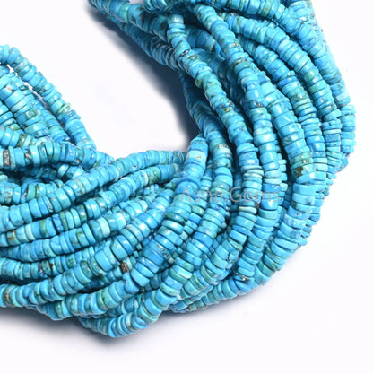 Beautiful Blue Turquoise Howlite Smooth Heishi Tyre Beads,Turquoise Plain Handmade Uneven Tyre Shape Gemstone Bead Jewelry Making Craft SALE