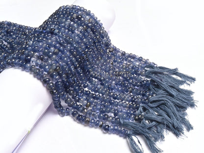 Beautiful Blue Iolite Smooth Rondelle Shape Beads, Natural Iolite Beads,13" Strand Iolite Plain Handmade Uneven Roundelle Bead Jewelry Craft
