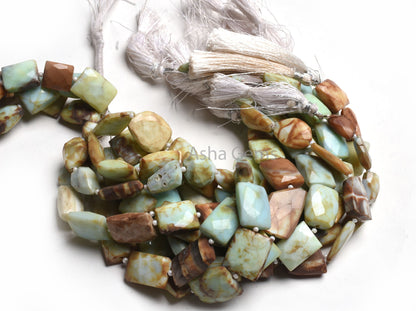 Peruvian Boulder Opal Faceted Rectangle Shape Beads, Boulder Opal Indian Cut Fancy Straight Drill Bead Opal Jewelry Making Handicraft SALE