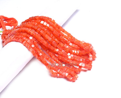 Beautiful Fine Orange Carnelian Smooth Box Gemstone Beads, Natural Carnelian Plain Handmade 3D Cube Box Carnelian Beads Jewelry making Craft
