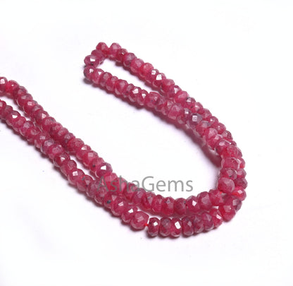 Beautiful Red Ruby Faceted Indian Cut Beads, Fine Ruby Corundum Faceted rondelle Shape Gemstone Ruby Handmade Beads Necklace making Jewelry