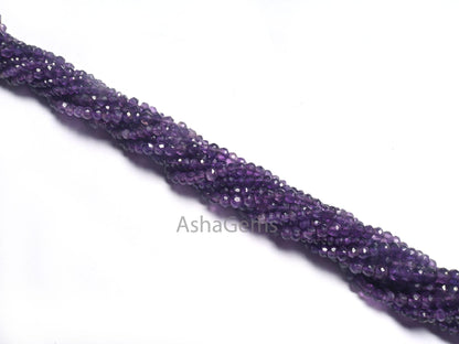 Fine Quality African Amethyst Faceted Rondelle Shape Beads,13"Natural Purple Amethyst Indian Machine Cut Gemstone Amethyst Bead Jewelry SALE