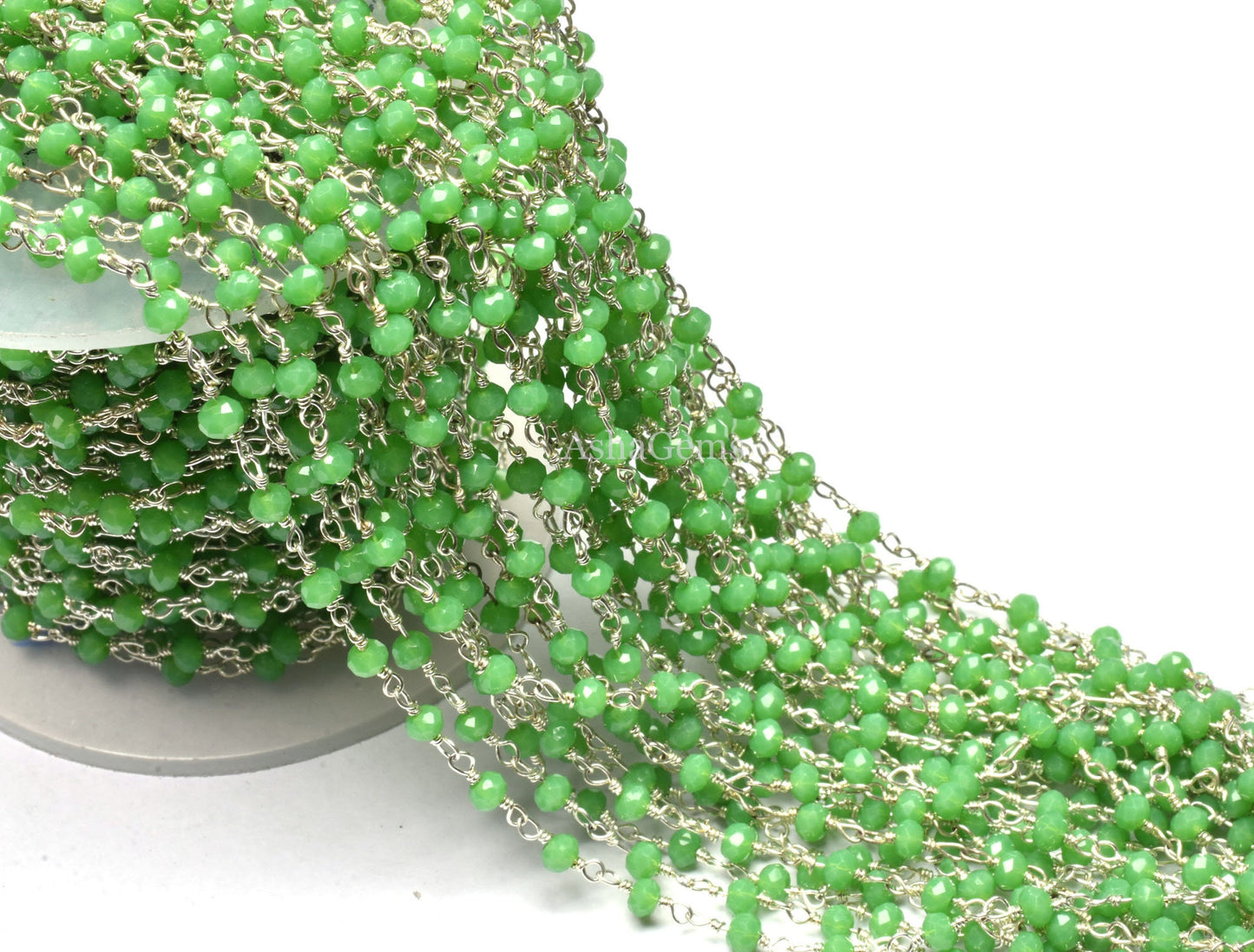 Green Jasper Hydro Faceted Rondelle Jewelry Beads Rosary Chain 1 to 50 Feet Bulk Roll Supply Chain 3-3.5 Green Crystal Rosary Chain CRAFTS
