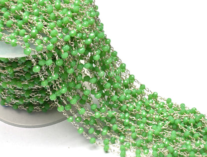 Green Jasper Hydro Faceted Rondelle Jewelry Beads Rosary Chain 1 to 50 Feet Bulk Roll Supply Chain 3-3.5 Green Crystal Rosary Chain CRAFTS