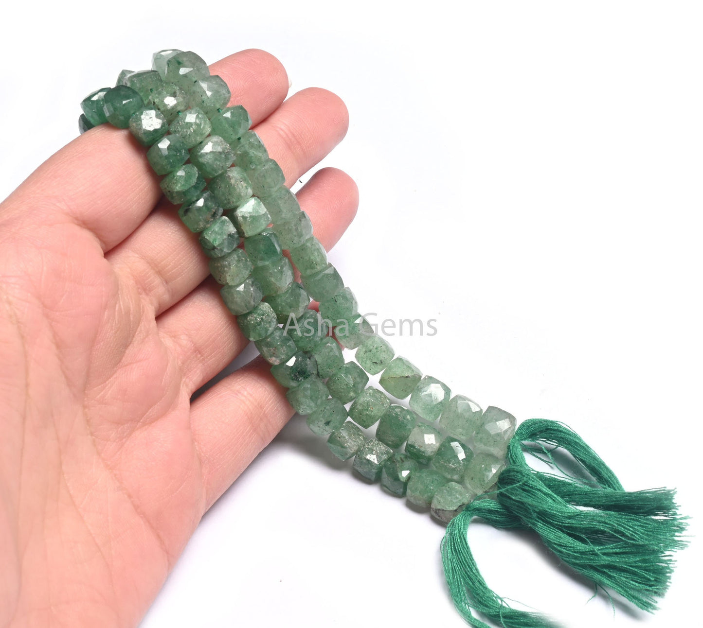 Shaded Green Strawberry Quartz Indian Cut Faceted Box Gemstone Beads, Natural Green Strawberry 3D Cube Box Beads Jewelry Making Handicrafts