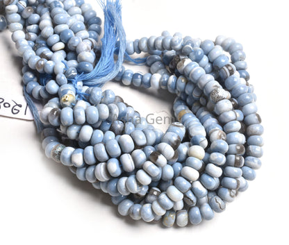 Beautiful Blue Boulder Opal Smooth Rondelle Shape Gemstone Beads, Blue Opal Beads Strand Boulder Opal Plain Handmade Loose Bead Jewelry SALE