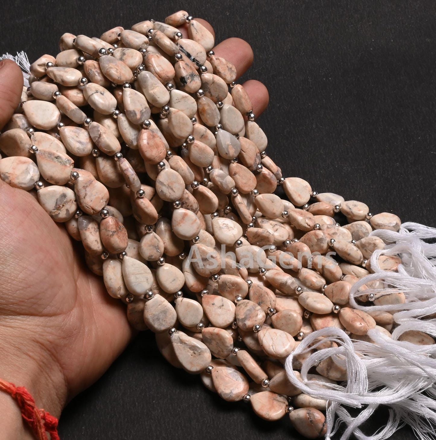 Beautiful Shaded Cream Grey Jasper Smooth Pears handmade Beads,9" Natural Jasper Teardrop Straight Drill Gemstone Beads Jewelry Making Craft