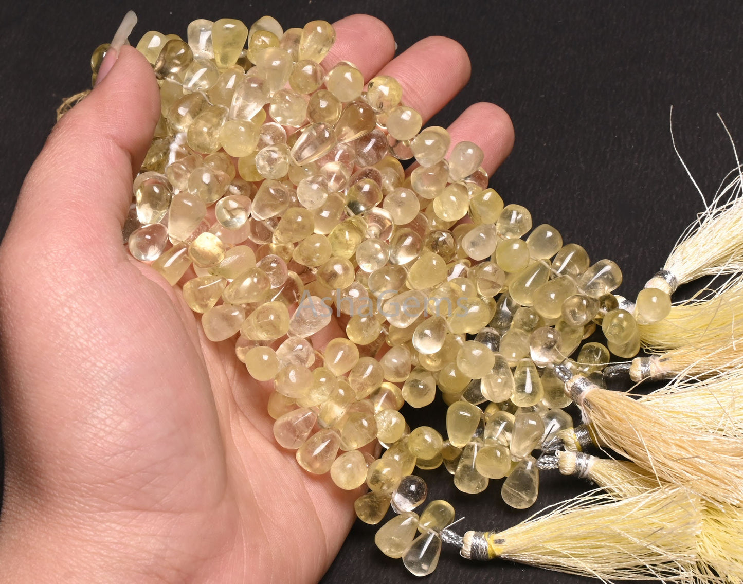 Natural Lemon quartz Smooth Drops Shape Beads, Yellow Lemon Plain Teardrop Side Drill Handmade Gemstone Lemon Quartz Bead Jewelry Craft SALE