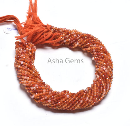 Fine Carnelian Micro Cut Round Shape Faceted Gemstone Beads,3.2 mm Shaded Red Orange Carnelian Machine Cut Bead Carnelian Bead Jewelry SALE