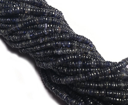 Blue Iolite Smooth Heishi Tyre Gemstone Loose Beads,8/16"Strand Natural Iolite Flat Wheel Shape Beads, Iolite Bead Jewelry Making Craft SALE