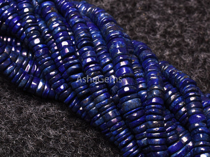 Natural Blue Lapis Lazuli Smooth Heishi Tyre Shape Gemstone Beads,Lapis Wheel Shape Beads ,Lapis Flat Gemstone Beads For Jewelry Making SALE