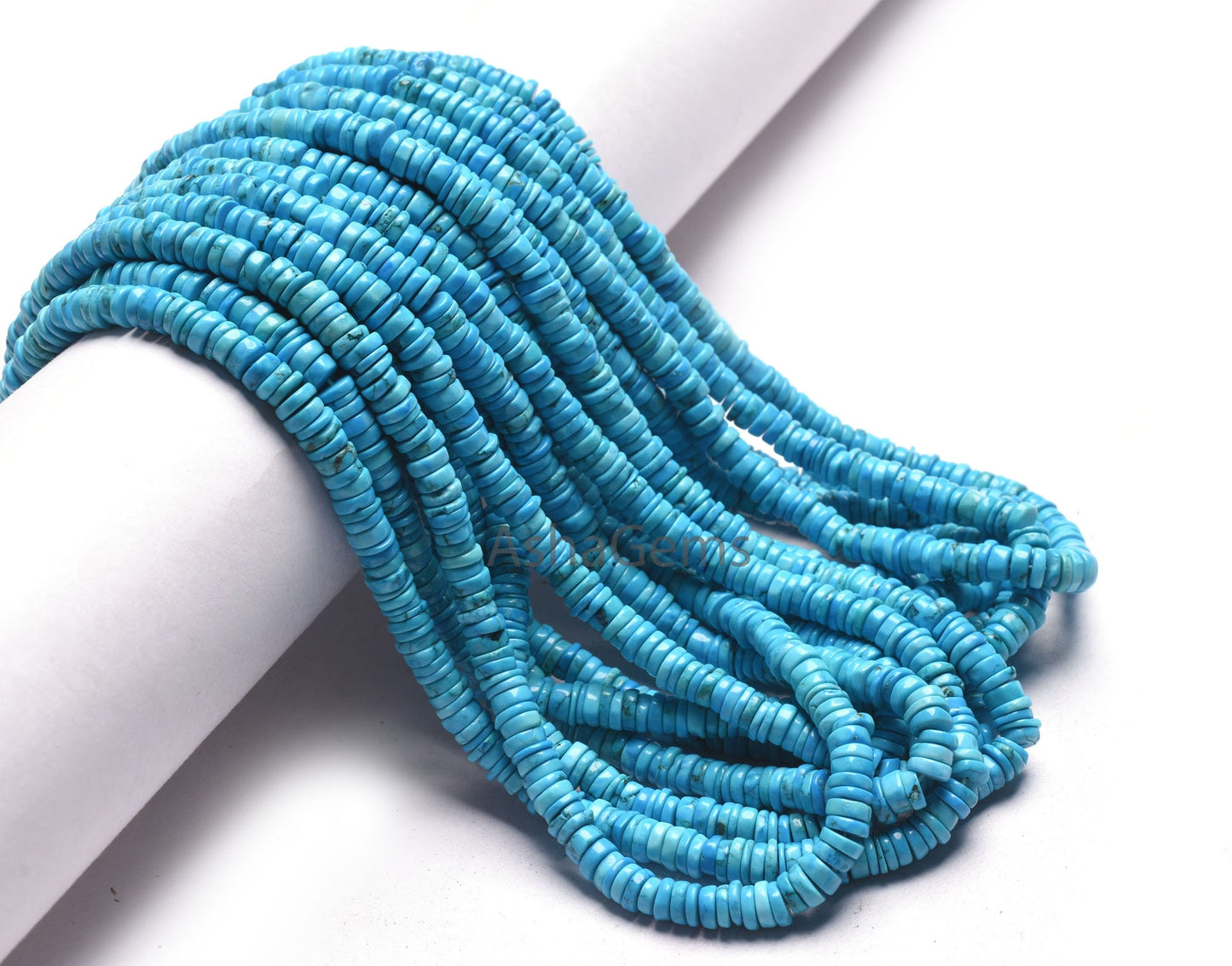 AAA Turquoise Howlite Smooth Tyre Shape Beads,5-5.5 mm Blue Turquoise Plain Handmade Tyre Shape Gemstone Beads For Jewelry Making Craft SALE